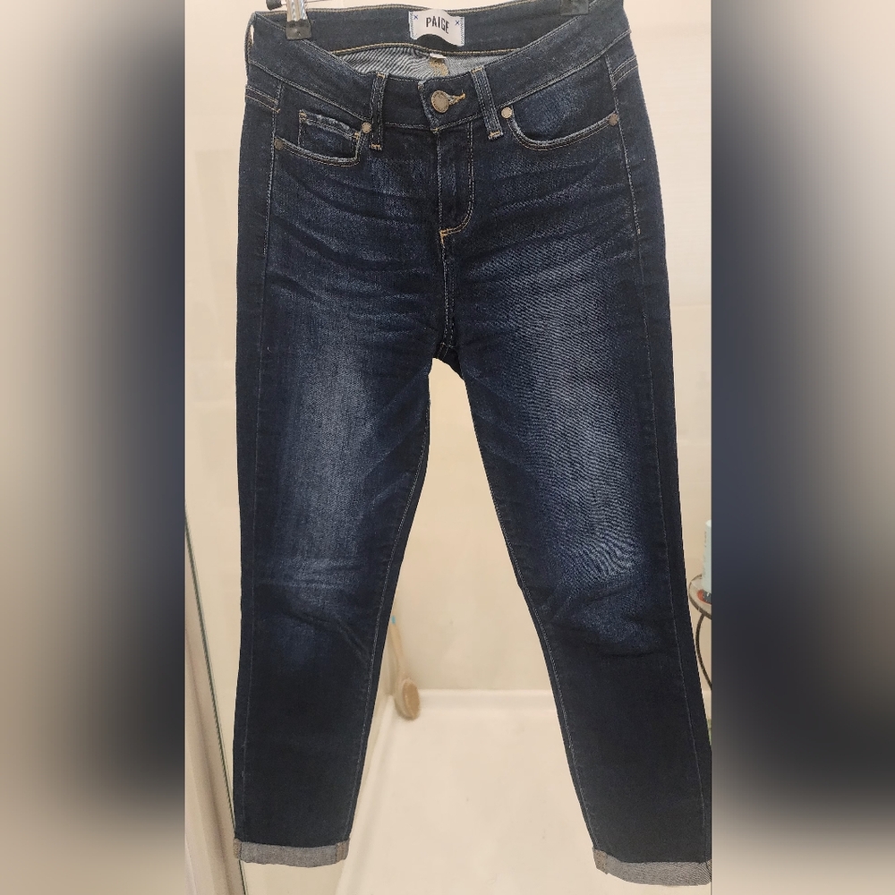 PAIGE Dark Blue Crop Ankle Jeans Size 26